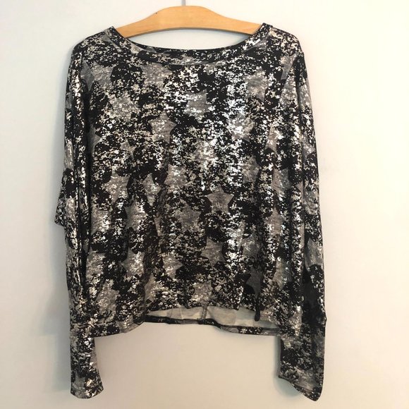Foil Star-Print Cropped Pullover Sweater - Picture 7 of 11